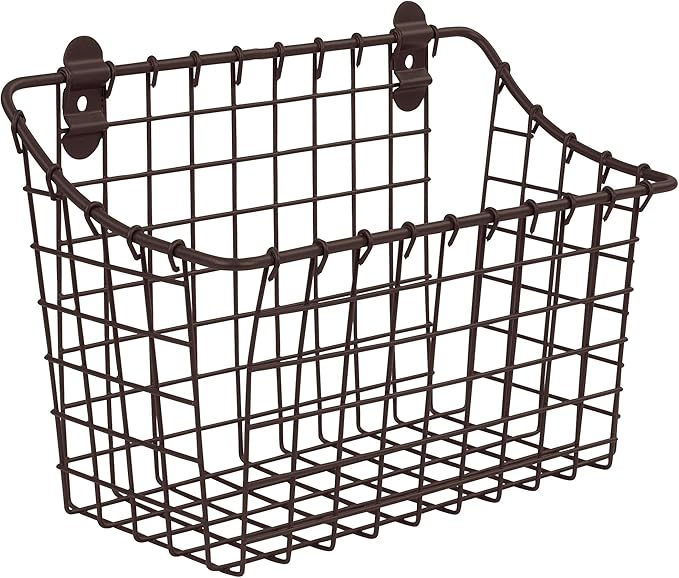 Spectrum Diversified Vintage Wall Mount Storage Basket, Large, Bronze