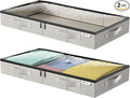 4.5 Inches Under Bed Storage Containers with Sturdy Sidewalls/Bottom and Reinforced Handles，Low Profile Underbed Storage for Clothes,Shoes,Pillows and Blankets with Zips and Clear Windows,2 Pack