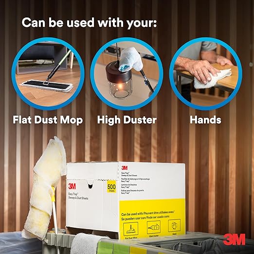 3M Easy Trap Sweep and Dust Sheets, 1 Roll of 250 8" x 6" Sheets, Disposable Easy Sweep Floor Duster, Picks Up 8x More Dirt, Dust, Sand, Hair, Works on Dry or Wet Surfaces, 55654W