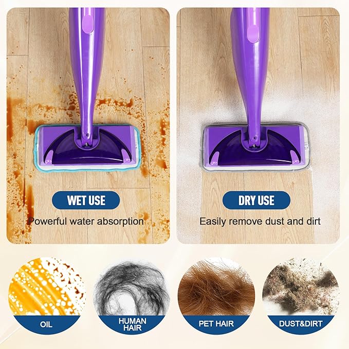 Microfiber Mop Pads Compatible with WetJet, Reusable Wet and Dry Replacement Pads Swiffer Wet Pads for All Floor Types Cleaning (8 Pack)