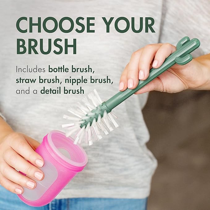 Boon Cacti Bottle Cleaning Brush Set,Terracotta,4 Piece Set,(Pack of 12)