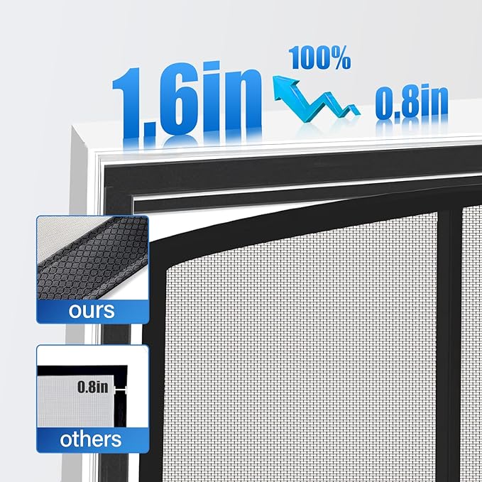 Magnetic Screen Door Upgraded PET Mesh Stronger Than Fiberglass and Polyester,Hands Free,Keeps Bugs Out,Pet & Kid Friendly,Suitable for Sliding Door,Large Patio Door and French Door-60''x96''