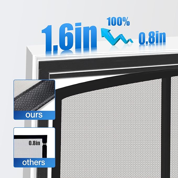Magnetic Screen Door Upgraded PET Mesh Stronger Than Fiberglass and Polyester,Hands Free,Keeps Bugs Out,Pet & Kid Friendly,Suitable for Sliding Door,Large Patio Door and French Door-64''x80''