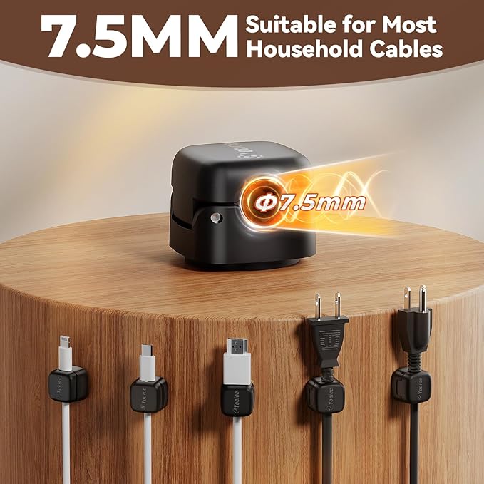 6Pack Rotatable Cord Organizer,Spring Cable Clips Desk Cable Management Cord Holder Adhesive Phone Charger Cord Clips for Home Office Car Wall Nightstand Accessories, Black