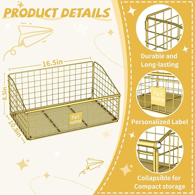 Indestructible Dog Toy basket, Large Toy Bin for Dogs,Pet Toy Bin Dog Metal Basket Organizer Storage for Toys Food Storage (Gold)