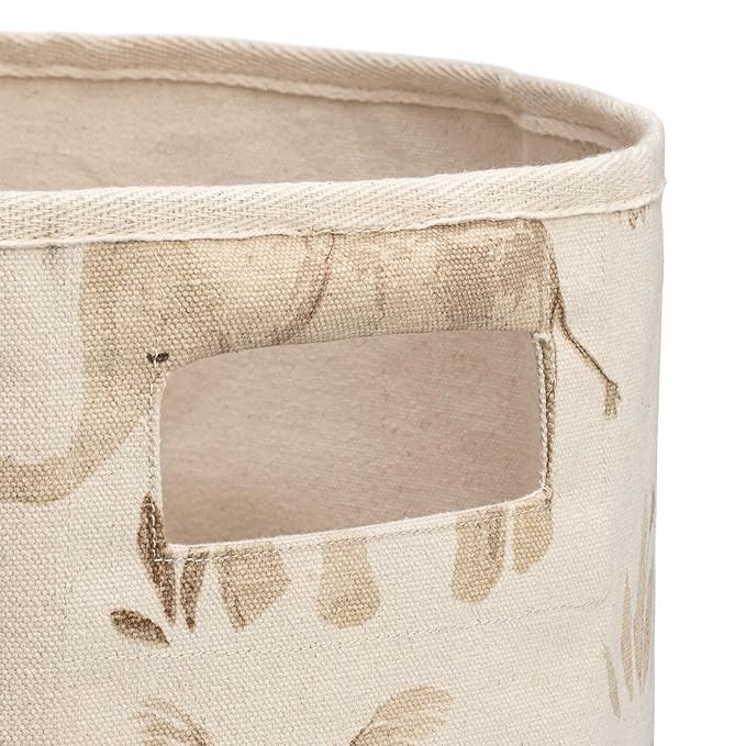 Crane Baby Safari Animal Nursery Storage Basket, Collapsible Fabric Toy Bin, Jungle Themed Organizer for Playroom, Gender Neutral Decor Safari Animal 13 x 12 Inches