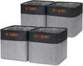 HNZIGE Decorative Storage Basket(4 Pack) Linen Cube Storage Baskets for Organizing Toys,Books,Towels,Blankets,12x12 Baskets for Storage Clothes with Handles(Black&Grey)