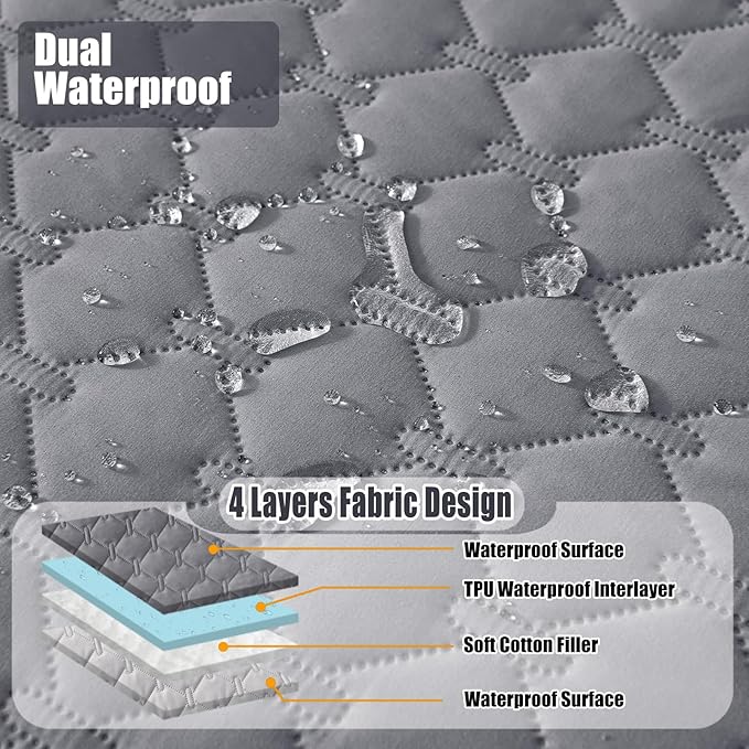 Smiry Waterproof Dog Bed Cover Blanket, Soft Reversible Pet Blanket, Washable Leakproof Cats Dogs Couch Cover for Sofa, Couch, Furniture, Plaid (30x70 Inch, Grey/Light Grey)
