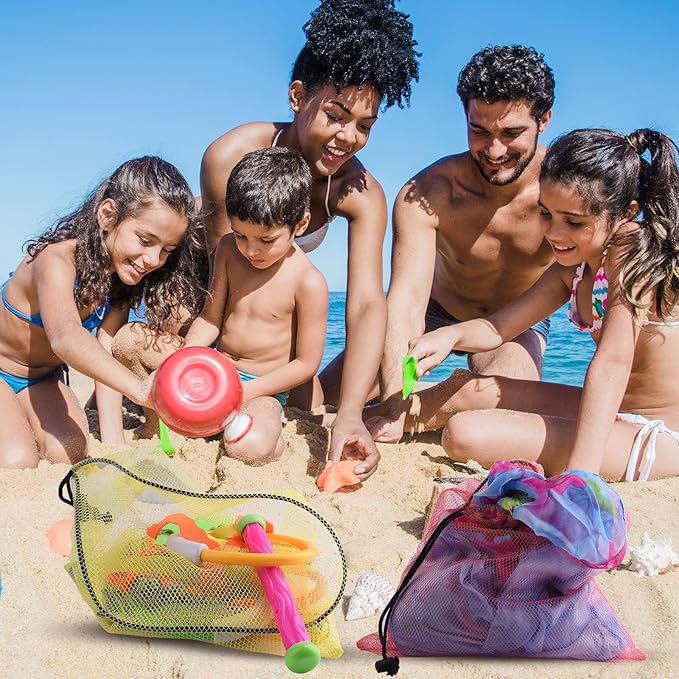PLULON 15 Pcs Mesh Bag Drawstring Mesh Laundry Bags, 13 x 15.5 Inch Nylon Drawstring Bag for Pool Beach Ball Toys Storage Bag for Collecting Travel Sports Gym (Multicolor)