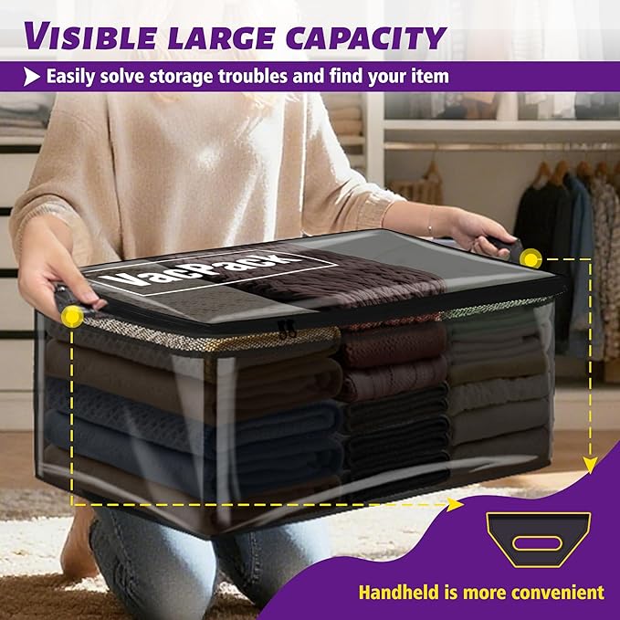 Jumbo Storage Bags Flexible Totes for Clothes, 10 Gallon Extra Large Zipper Bags for Storage (10 Gal-2 pack)