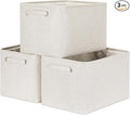 HNZIGE Large Fabric Storage Baskets for Storage 3 Pack Shelf Closet Storage Bins Baskets for Organizing Linen Cloth Decorative Baskets Organizers Home Nursery Toy Cream 15“ x 11” x 9“
