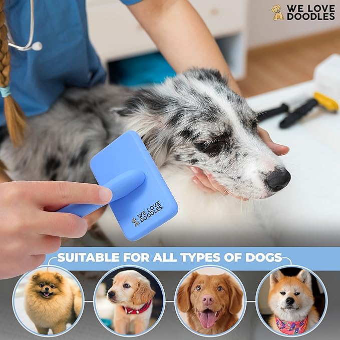 We Love Doodles Small Dog Dematting Rake & Small Slicker Brush - Detangler Brush For Dogs, Comb Tool For Grooming, Pet Grooming Detangler Pin Dog Brush, Dog Slicker Brush for Pet Hair