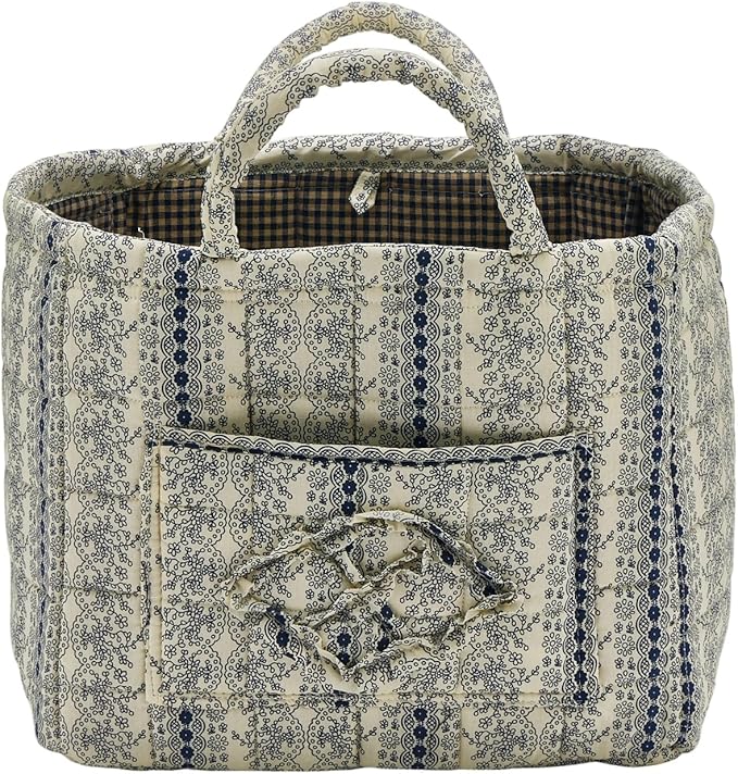 Boho Fabric Storage Basket, Large Capacity Laundry Basket, 12.2'' x 10.23'' x 10.23'' Collapsible Laundry Hamper with Easy Carry Handles (B Multi-Color 4, L)