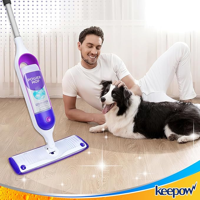 KEEPOW Reusable Power Mop Refill Pads for Swiffer Power Mop, Powermop Mopping Pad Refills for Wood Floor Cleaning, Machine Washable Microfiber Mop Pads for Wet and Dry Use, 4 Pack