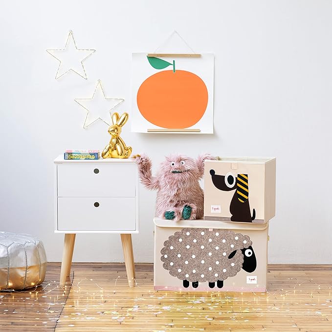 3 Sprouts Toy Storage Organizer: Toy Box Cube Organizer for Playroom, Nursery - Foldable Storage Bin - Dog