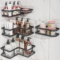 Shower Caddy Corner with Soap Holder, No Drilling Shower Shelves-Rustproof, Adhesive Shower Organizer Corner for Dorm. Black, 4-Pack