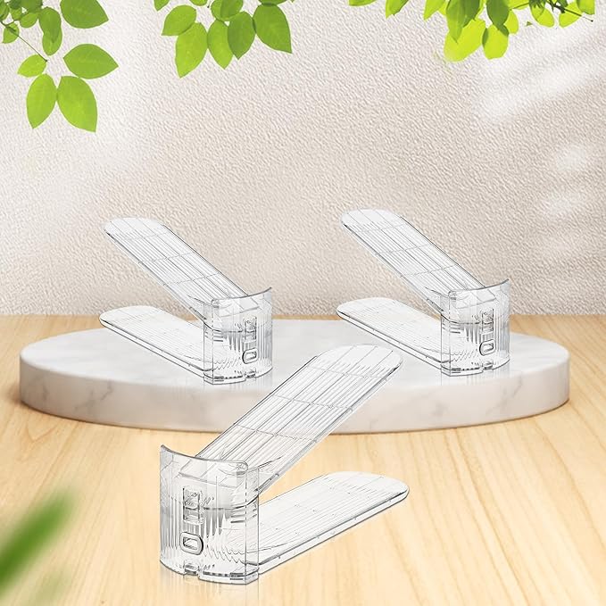 FENRUNXU Transparent Shoe Slots Organizer for Closet, 20 Pack Shoe Stacker Organizer for Closet Shoe Display Space Saver,Adjustable Shoe Rack Organizer Holder for High Heels,Sneakers(Transparent)