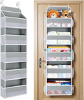Yecaye Over The Door Organizer Storage, 5-Tier Heavy Duty Door Organizers Hanging with 10 Side Mesh Pockets, 44 lbs Load Capacity Behind Door Storage for Bathroom Nursery Bedroom Dorm Closet, Grey
