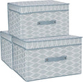DUHEL Storage Bins 3 Pack, Fabric Storage Basket for Collapsible Medium Canvas Storage Baskets for Organizing Shelf Nursery Home Closet . (Blue Pattern-3PCS)