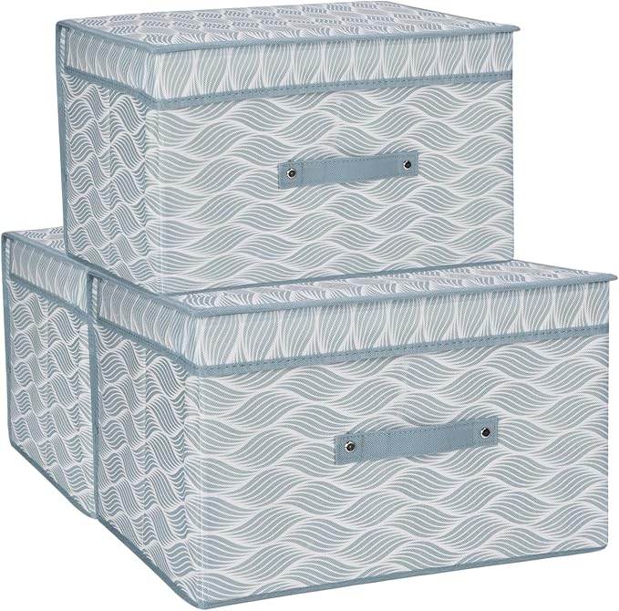 DUHEL Storage Bins 3 Pack, Fabric Storage Basket for Collapsible Medium Canvas Storage Baskets for Organizing Shelf Nursery Home Closet . (Blue Pattern-3PCS)
