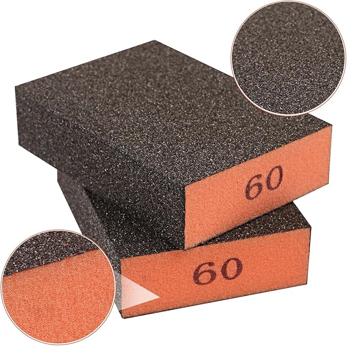 Romeda 8-Pack Sandpaper Block, 60 Grits Washable and Reusable Handmade Sanding Sponge, Drywall Sandpaper Blocks for Wooden Drywall Sheetrock and Metal Glazing
