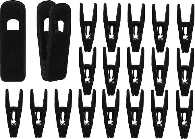 Velvet Hangers Clips Strong Finger Clips Perfect for Thin Velvet Hangers (Black, 20)