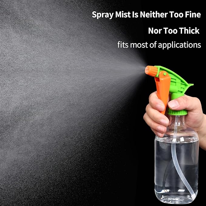 Cleaning Spray Bottles for Plants Misters Inside, 2 Pack 16.9 oz Squirt, Water Spray Bottle Mist Sprayer, No Leak Hair Mister Empty Adjustable Nozzle (Transparent Orange)