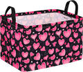 Empty Gift Basket for Girls Heart Print Storage Cube for Women, Closet Shelf Waterproof Organizer Bins with Handles Nursery hamper Kids Toys Books Box Room Deco