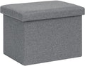 B FSOBEIIALEO Folding Storage Ottoman Cube Linen Ottomans for Living Room, Bedroom, Home Office, Dorm Storage Footrest Grey 16.5"x12.6"x12.6"