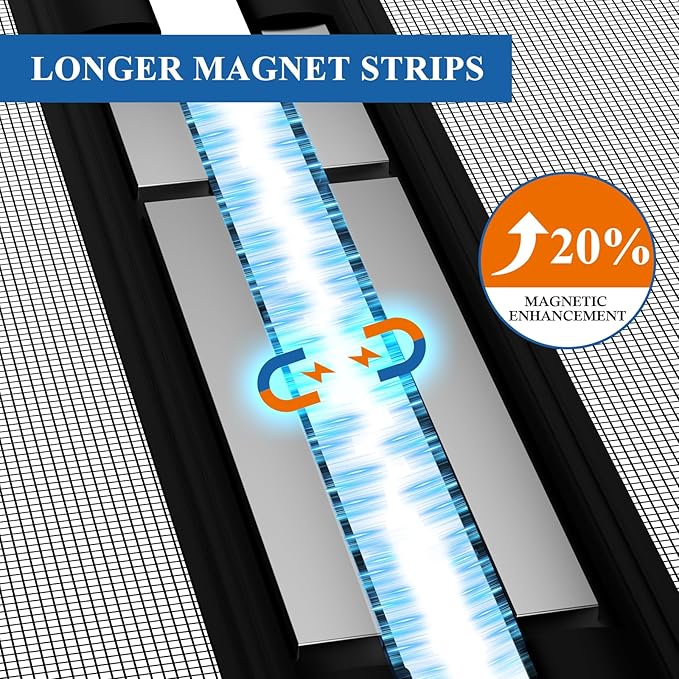 Magnetic Screen Door, Fits Door Size 60'' x 80'', Scratch-Proof Polyester, Classic Middle-Opening, Keep Annoying Creatures Out, Pet Friendly Mesh, Walk Through, Suitable for French/Double Doors, Black