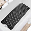 Bath Tub and Shower Mats, Non Slip 40 x 16 Inch Extra Long Bathtub Mat, Machine Washable Bathmat with Drain Holes, Suction Cups for Bathroom Floor, Black