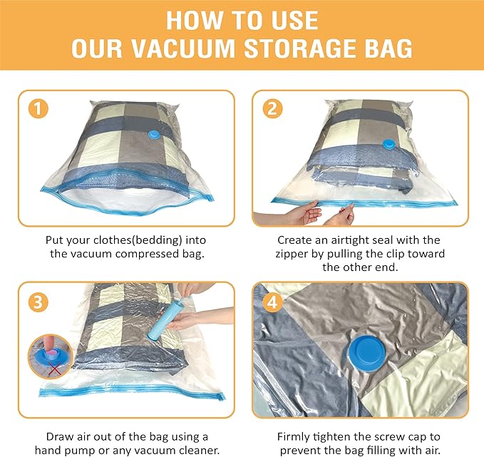 Cozy Essential 10 Jumbo Vacuum Storage Bags, Space Saver Bags Compression Storage Bags for Comforters and Blankets, Pillow, Bedding, Vacuum Sealer Bags for Clothes Storage