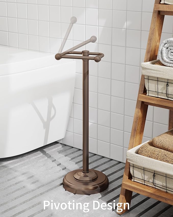 WZKALY Toilet Paper Holder Stand, Bronze Toilet Paper Holder Free Standing, Post Pivoting Design & Stable Weighted Base SUS304 Stainless Steel for Bathroom (Mega Roll)