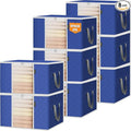 BALEINE 8 Pack Clothes Storage Bags, 16 Gallon Storage Containers with Reinforced Handle, Sturdy Zipper, Closet Organizer for Blanket, Comforter, Pillow, Bedding (Blue, 8 Pack)