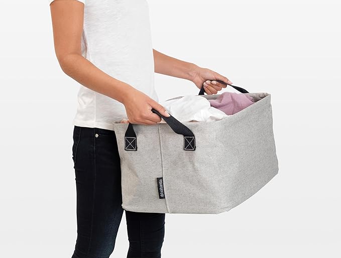 Brabantia - Foldable Laundry Basket - Compact Storage Box - Water Resistant Coating - Multi-Functional - Laundry Hamper - Bathroom - Collapsible - Grey - 9 Gal