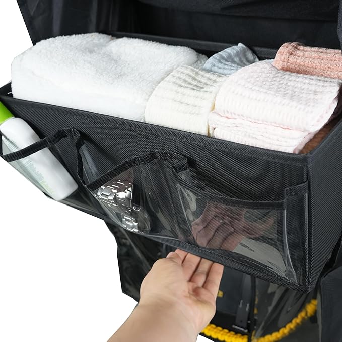 3in1 Over The Door Shoe Organizer with 5 Slanted Compartments,Removable Storage Bin & Transparent Pockets,Thickened Waterproof Oxford Fabric Shoes Rack for Shoes,Boots,Toys,Daily Essentials. (Black)