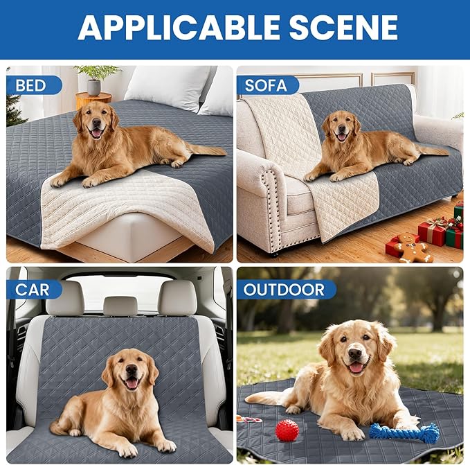 Waterproof Couch Covers for Pets, Waterproof Dog Bed Cover, Anti-Slip Soft Dog Blankets, Couch Cover for Dogs Washable, Pet Blanket for Puppy Large Dogs Cat (68x82 Inch, Dark Grey)