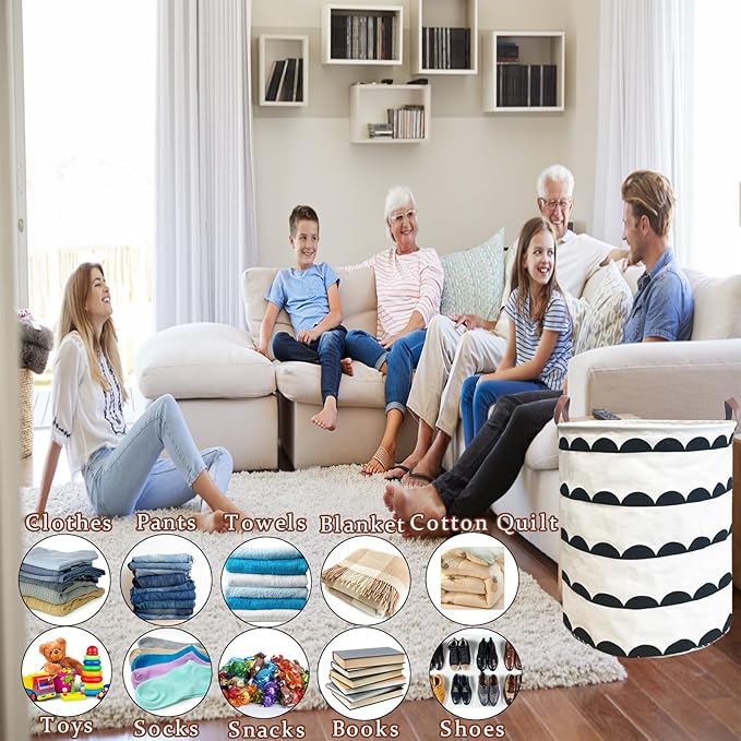 Waterproof Laundry Hamper Collapsible Laundry Basket Leather Handle Laundry Bag Large Clothes Storage Toy Organization for Bathroom Bedroom Laundryroom College Dorms (Hege-003)
