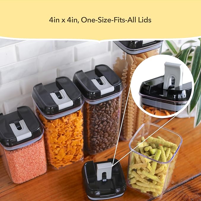 Simply Gourmet Airtight Food Storage Containers with Lids – 14 Piece Assorted Size Kitchen Pantry Organization Set, BPA-Free Clear Plastic, Stackable Containers for Cereal, Flour, Sugar, Rice, Snacks