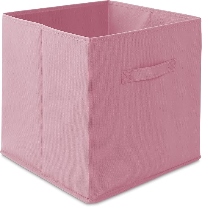 Casafield Set of 6 Collapsible Fabric Cube Storage Bins, Light Pink - 13" Foldable Cloth Baskets for Shelves, Cubby Organizers & More