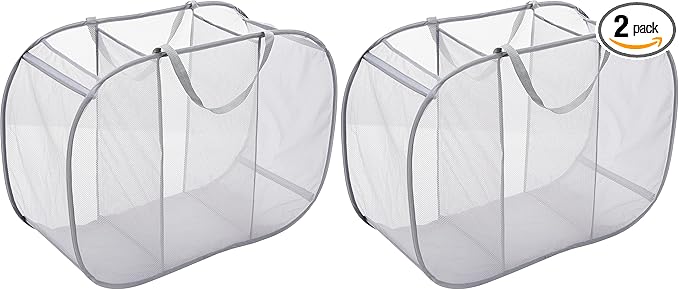 Whitmor Pop & Fold, Paloma Gray Laundry Sorter (Pack of 2)