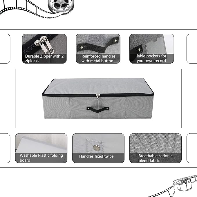 Omygarden 2PCS Foldable Under Bed Storage Container with Plastic Support Liner, Handles, Zipper lid, Sweater Pillow Blankets ClothesStorage Organizer for Bedroom and Closet, 29×15×7inch, Dark Grey