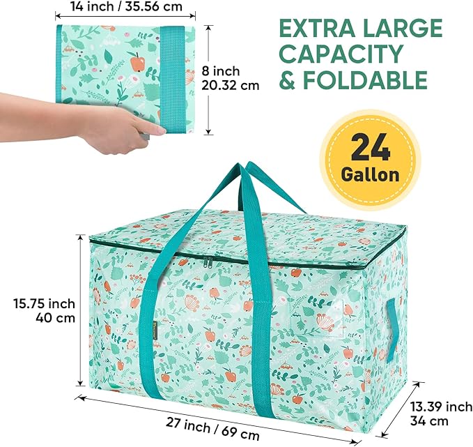 BALEINE 8-Pack Oversized Moving Bags with Reinforced Handles, Heavy-Duty Storage Tote for Clothes, Moving Supplies (Spring Stroll, 8-Pack)