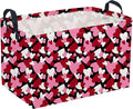 Sanjiaofeng Rectangular Valentine's Day Basket Love Storage Bins,Girls Storage Basket with Handles.Clothers,Books,Kid's Gifts Bins. (Black red heart)