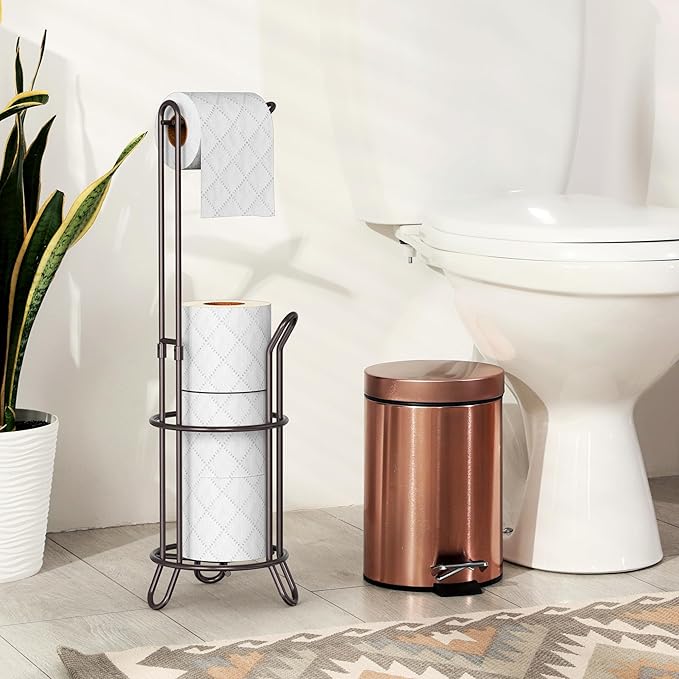 Simple Houseware Bathroom Toilet Tissue Paper Roll Storage Holder Stand, Bronze