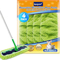 KEEPOW Reusable XL Mop Pads Compatible with Swiffer XL Sweeper, X-Large Dry Sweeping Cloths, Wet Mopping Cloths, Washable Microfiber XL Wet Pads Refills for Surface/Hardwood Floor Cleaning, 4 Pack