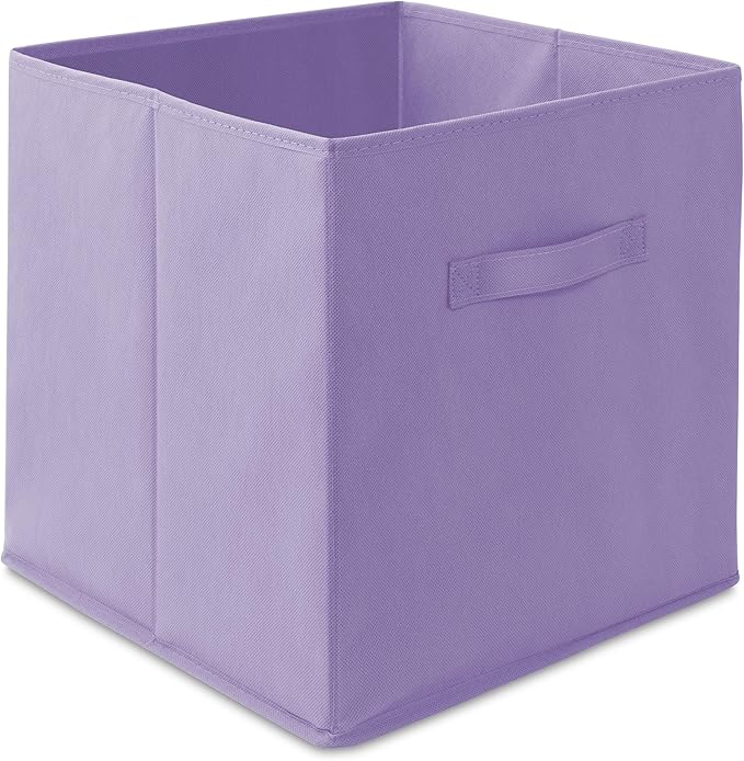 Casafield Set of 6 Collapsible Fabric Cube Storage Bins, Lavender - 13" Foldable Cloth Baskets for Shelves, Cubby Organizers & More