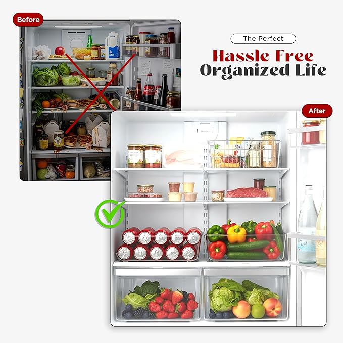 Utopia Kitchen Soda Can Organizer and Dispenser for Refrigerator/Pantry - Durable Can Storage Organizer Fridge & Kitchen Organization - (Clear, Set of 4)