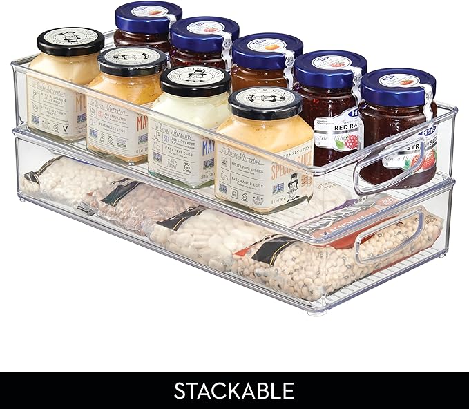 iDesign Stackable Clear Plastic Extra Long Pantry Organizers and Cabinet Storage Bins for Kitchen