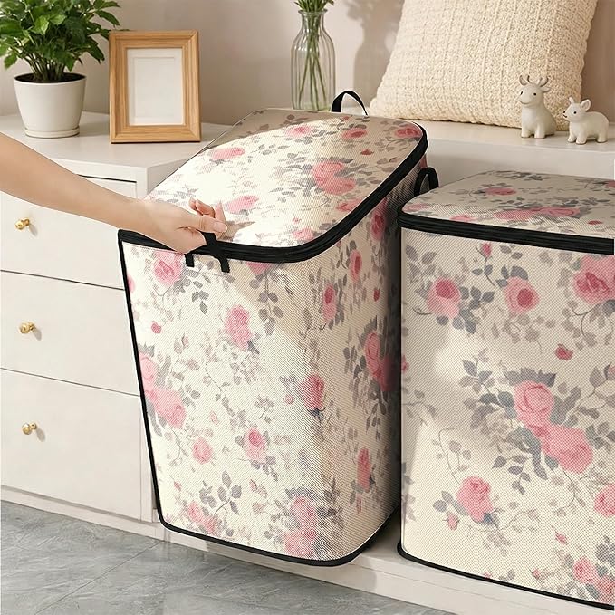 2pcs closet organizers and storage under bed,clothing blanket sweater sheet bedding comforter duvet quilt pillow toy storage bags with lids,dorm room essentials for containers 95L